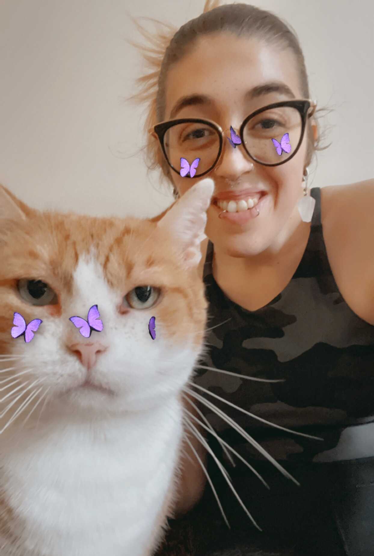 Savannah with her office assistant Butterscotch