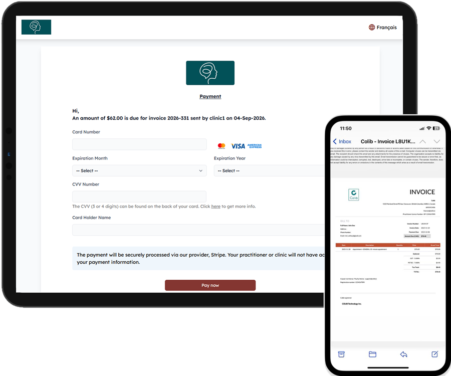 Invoice and online payment in Colib